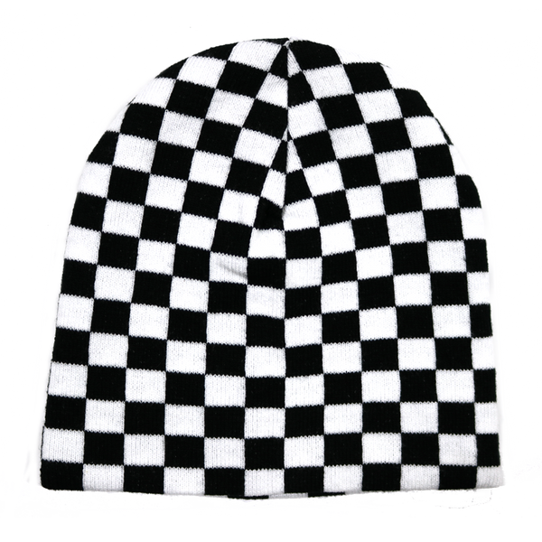 Reversible Checkered Knit Beanie