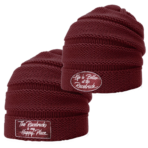 Life is Better at the Racetrack : Slouch Beanie | Burgundy