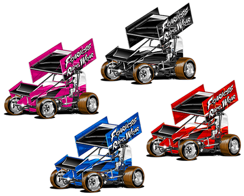 Sprint Car Decals 6 X 6  Black, Pink, Blue & Red