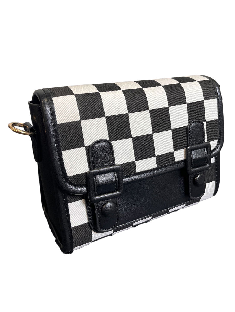 Checkered Purse Black White Handbag Checkered Shoulder Bag 