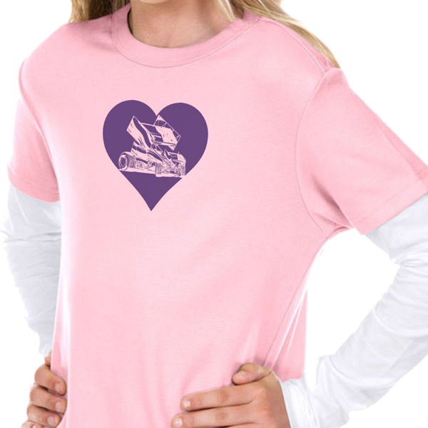 I Love Sprint Cars Girls Long and Short Sleeve T