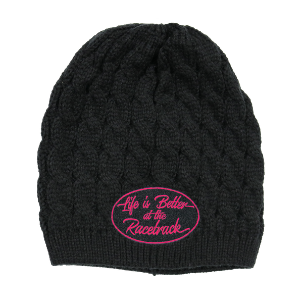 Life is Better at the Racetrack Women's Embroidered Cable Knit Beanies