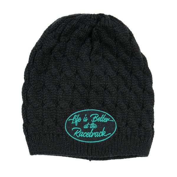 Life is Better at the Racetrack Women's Embroidered Cable Knit Beanies