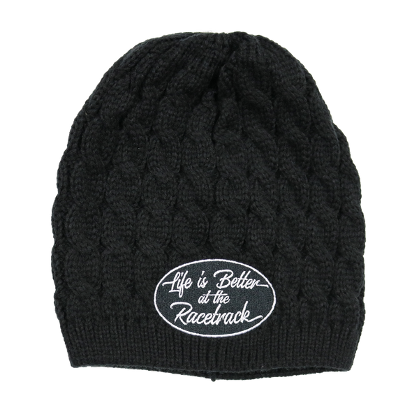 Life is Better at the Racetrack Women's Embroidered Cable Knit Beanies