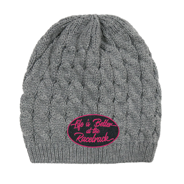 Life is Better at the Racetrack Women's Embroidered Cable Knit Beanies