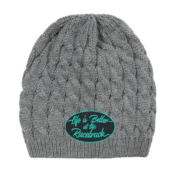 Life is Better at the Racetrack Women's Embroidered Cable Knit Beanies