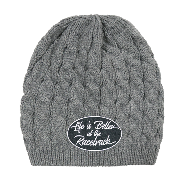 Life is Better at the Racetrack Women's Embroidered Cable Knit Beanies