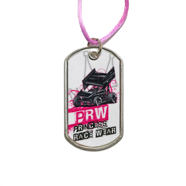 PRW Sprint Car Dog Tag necklace on colored cord
