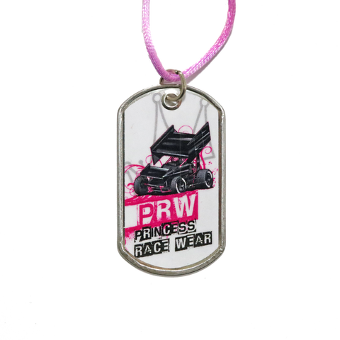 PRW Sprint Car Dog Tag necklace on colored cord